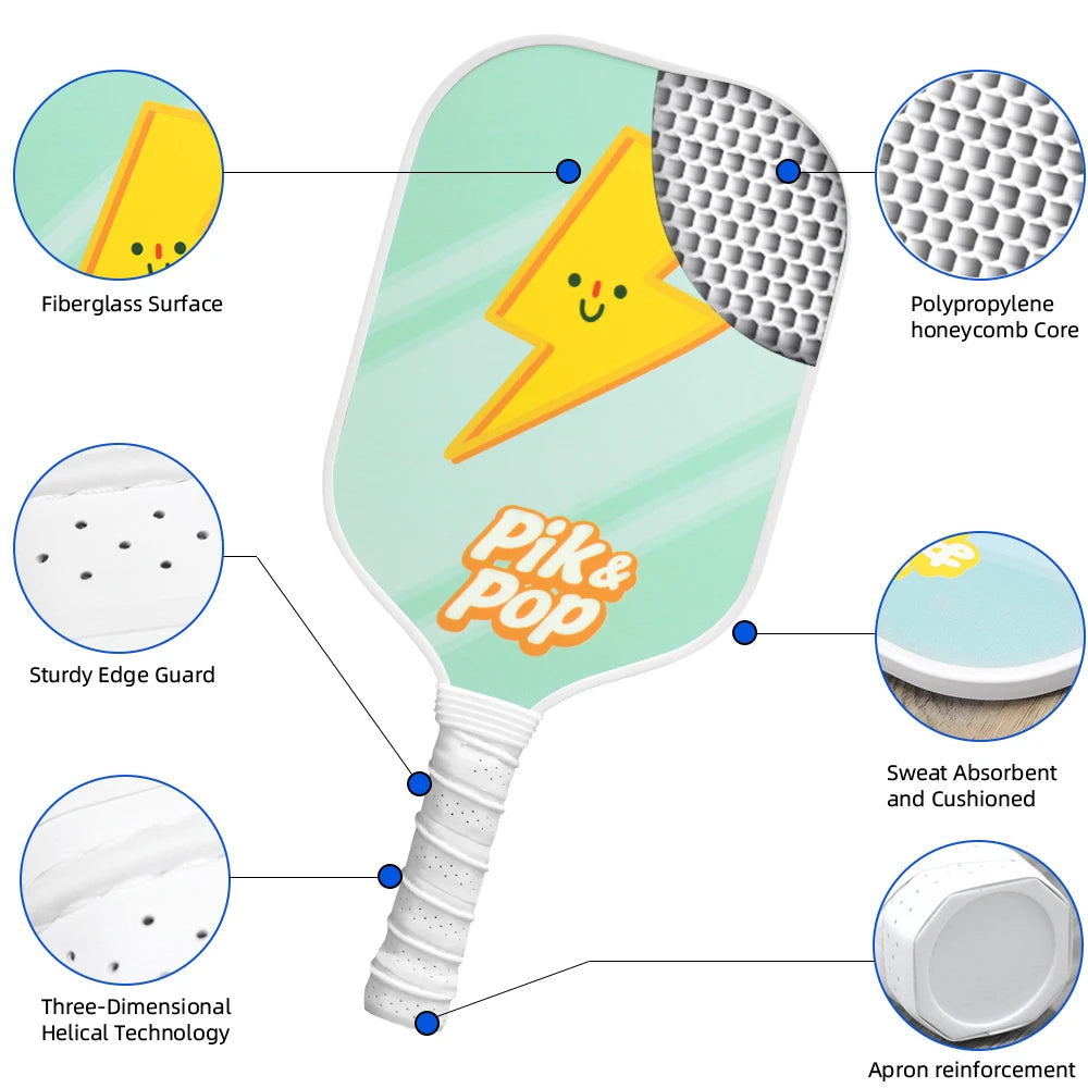 Portable Pickleball Set  2Honeycomb Paddles/4 Balls/ CarryBag
