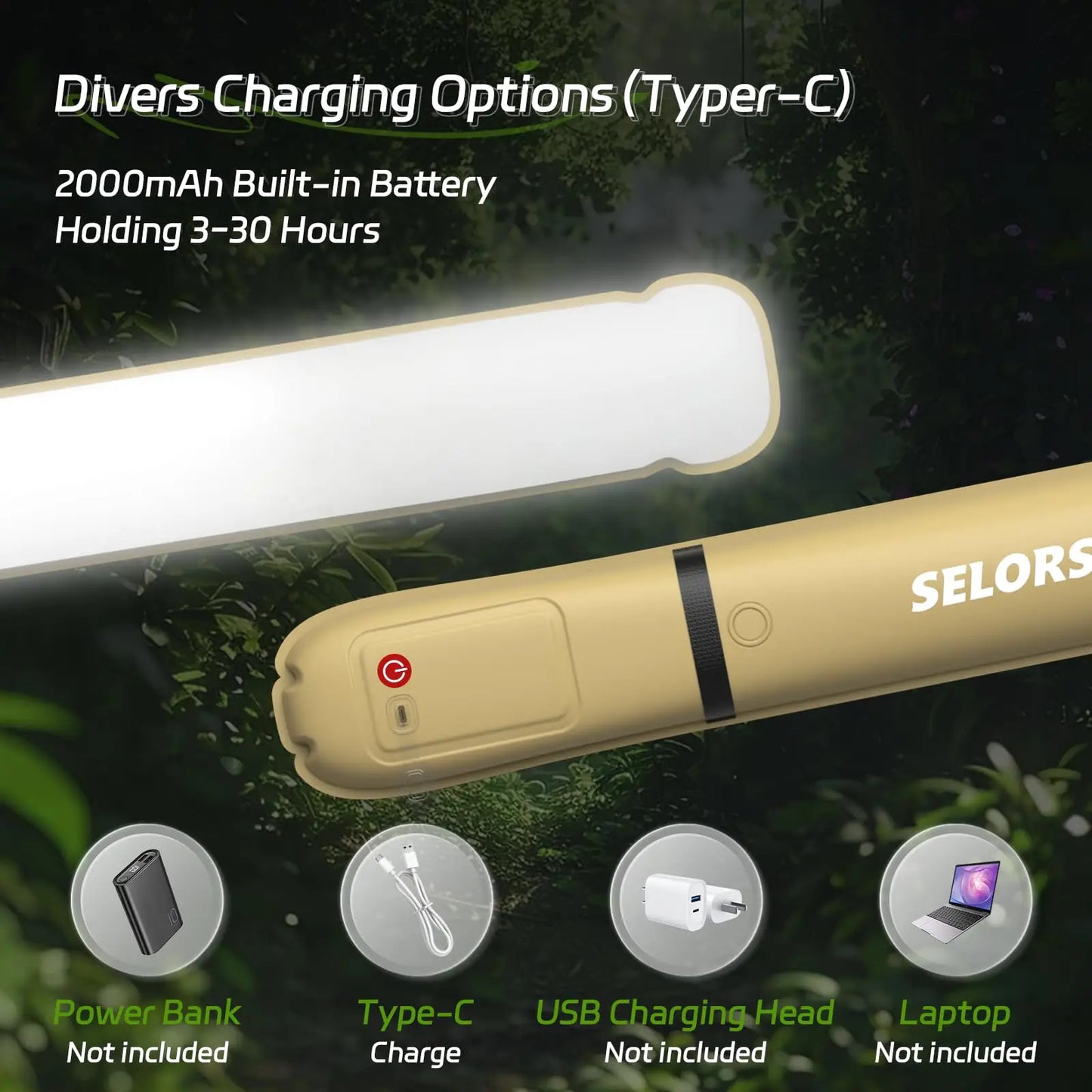 SELORSS Rechargeable Portable Camping Strong Light