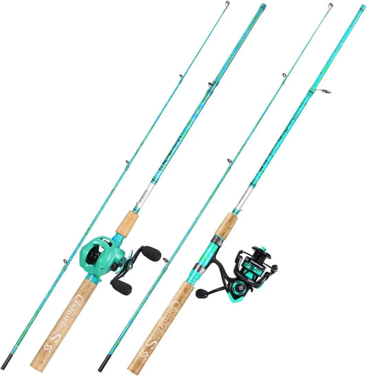 Graphite & Fiberglass Fishing Rod Combo