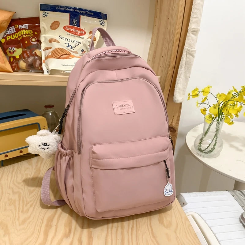 Large Capacity Solid Color Backpack for Students,