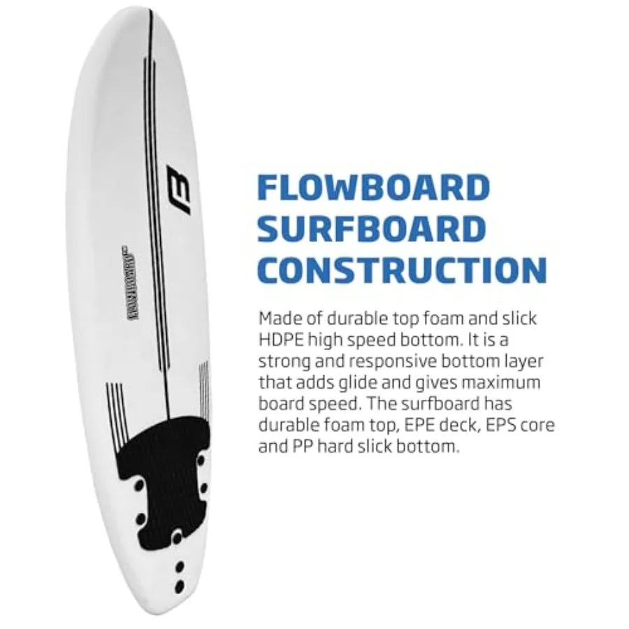 Surfboard Softboard Foam - Include (3) Fins 6’ Foot Leash