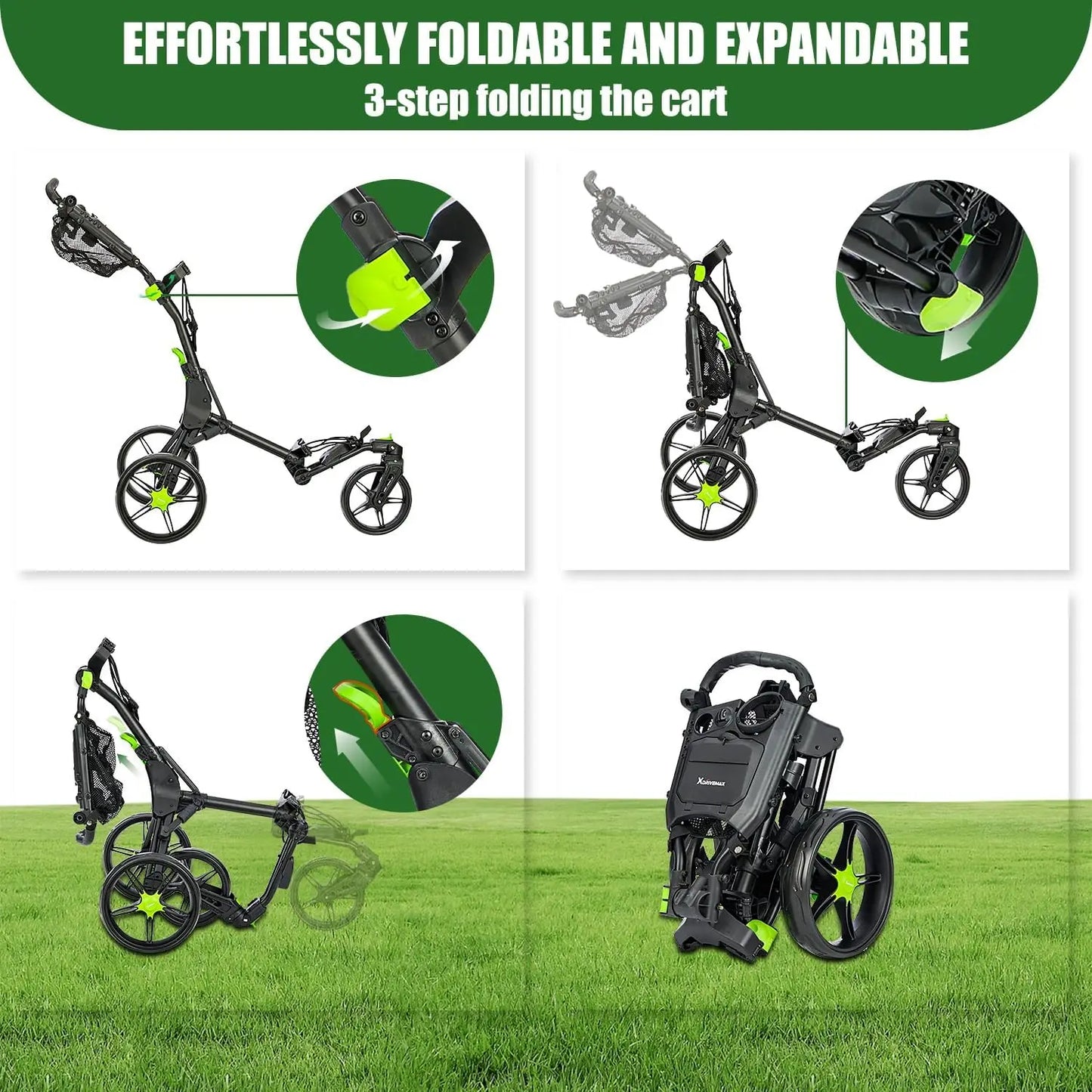XDriveMax Golf Push Cart 3-Wheel With Umbrella