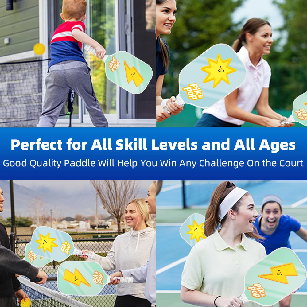 Portable Pickleball Set  2Honeycomb Paddles/4 Balls/ CarryBag