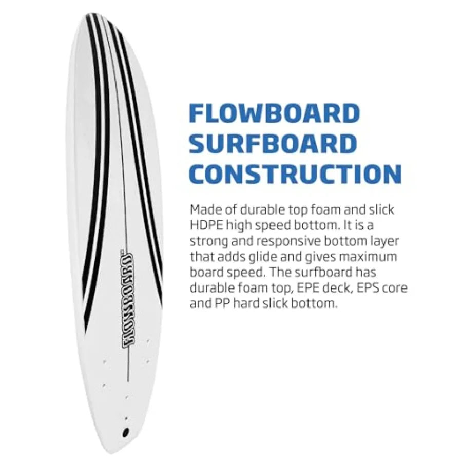 Surfboard Softboard Foam - Include (3) Fins 6’ Foot Leash