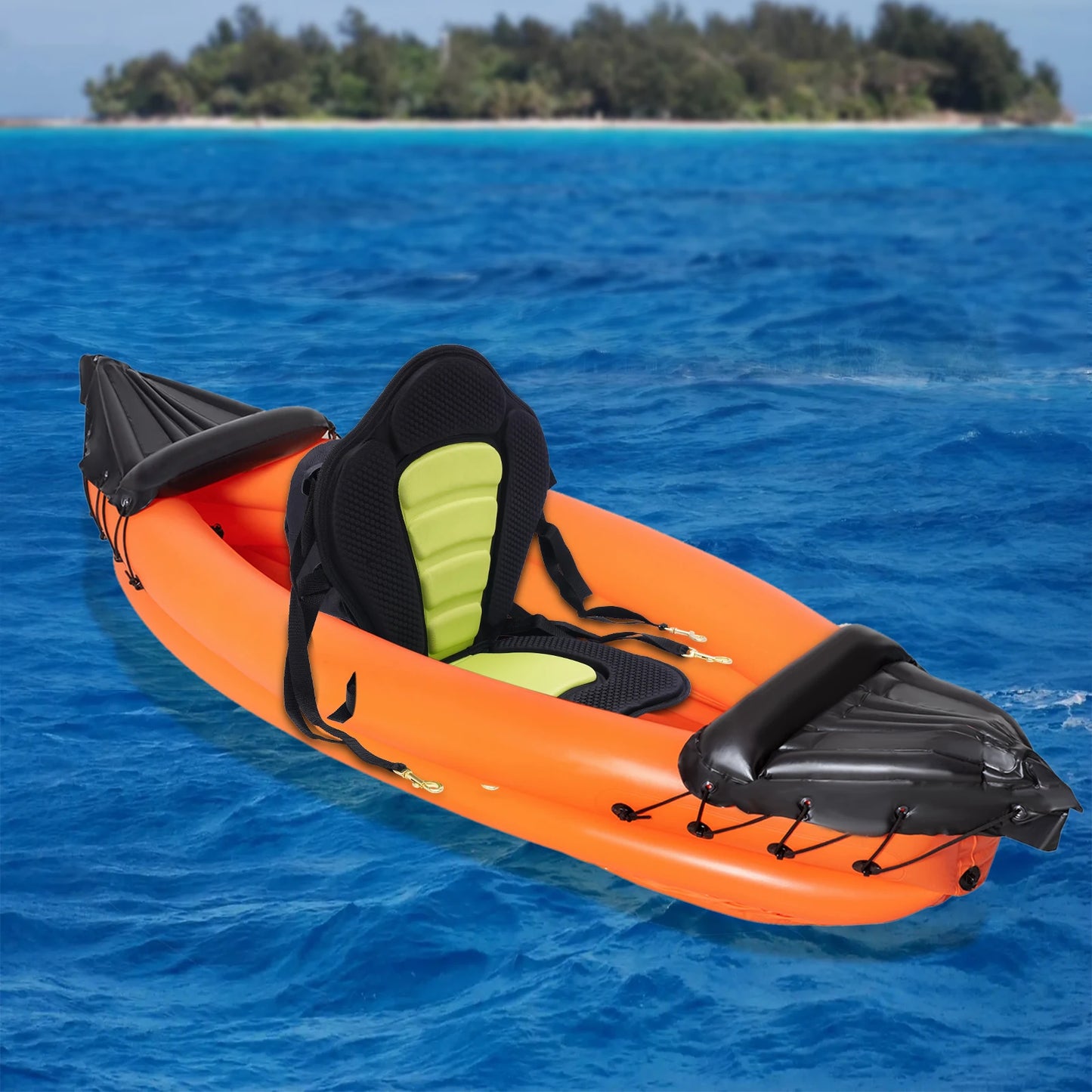 Ultra-Comfort Black Kayak Seat Cushion w/ Adjustable Backrest & Storage Pouch, Lightweight EVA Foam Pad for Kayaking Accessories