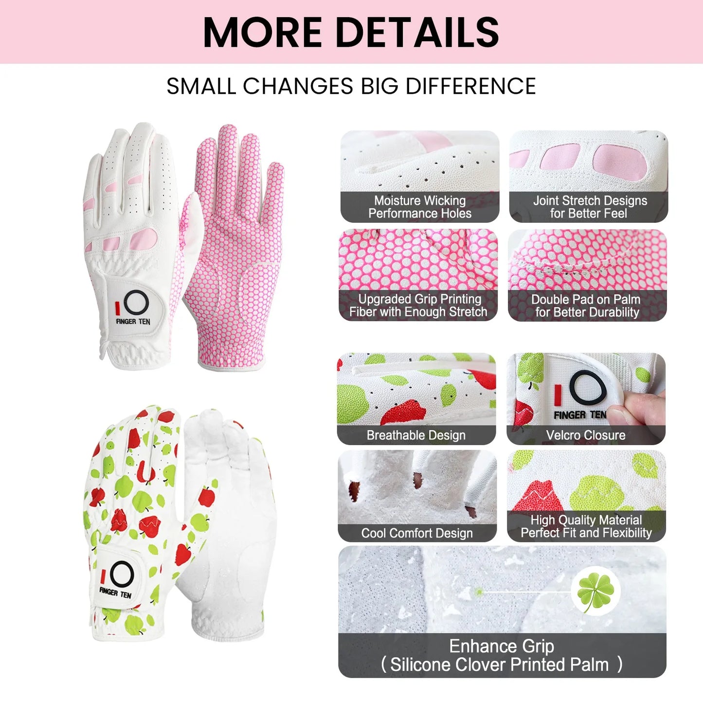 Golf Women's Gloves Left Hand Golfer Value 6ac-Pack