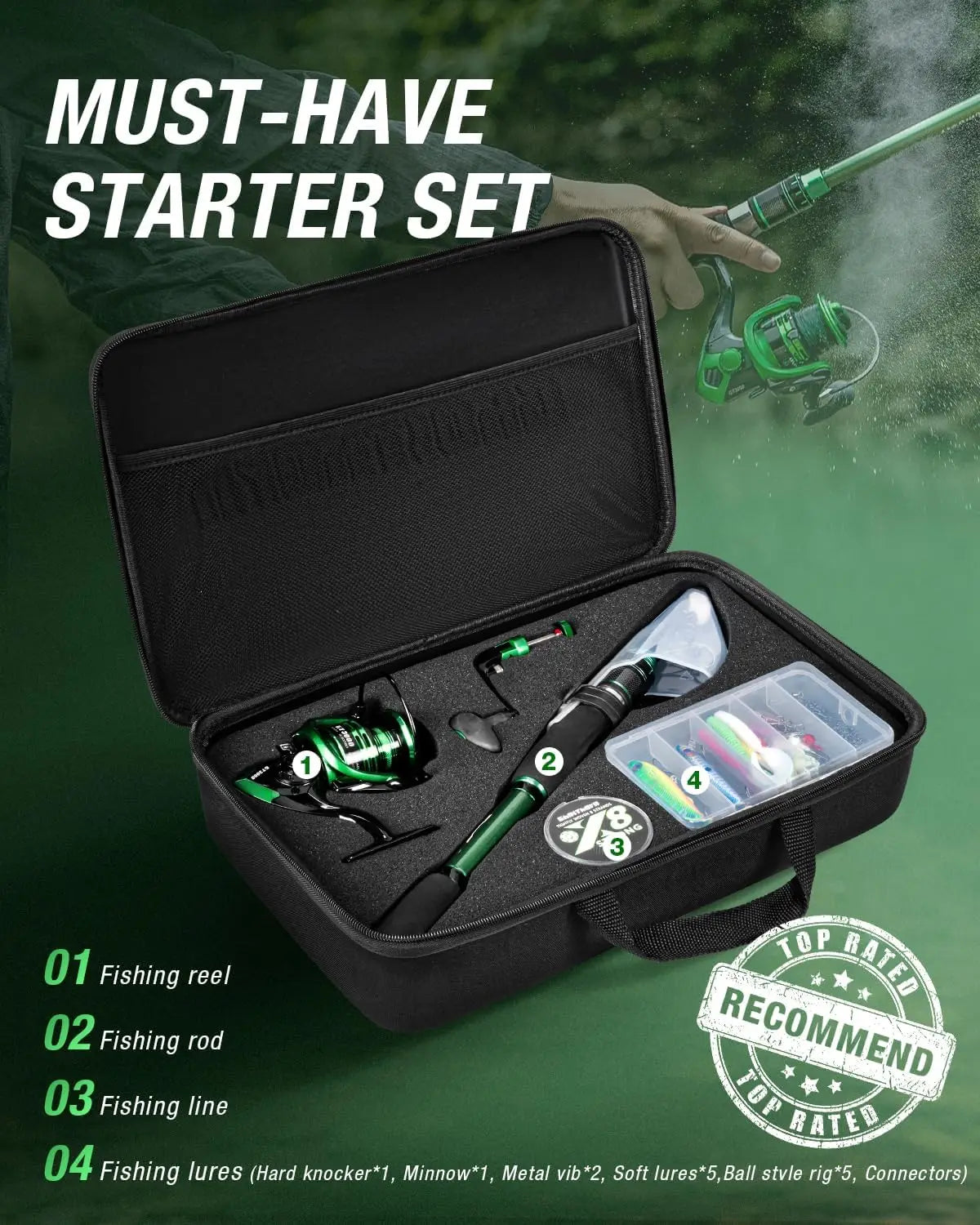 Fishing Rod/Reel Combo, Travel Kit w/Carrier Bag