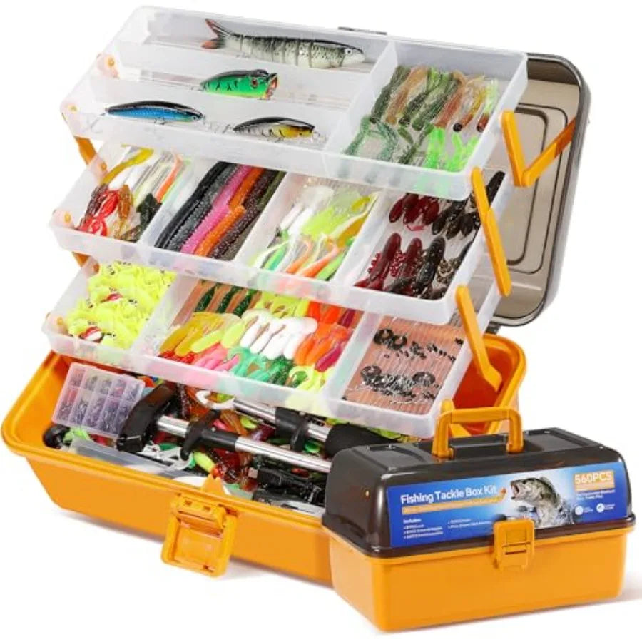 560Pcs Fishing Tackle Box Kit With Lures
