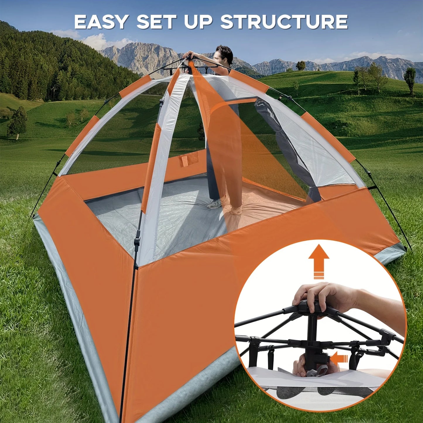 Pop Up Camping Tent 4/Person Easy Set-Up