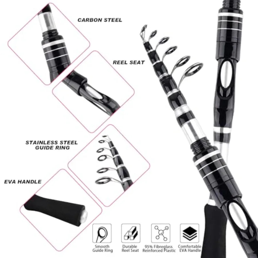 Telescopic Fishing Rods/Reels Combo Set  With Accessories