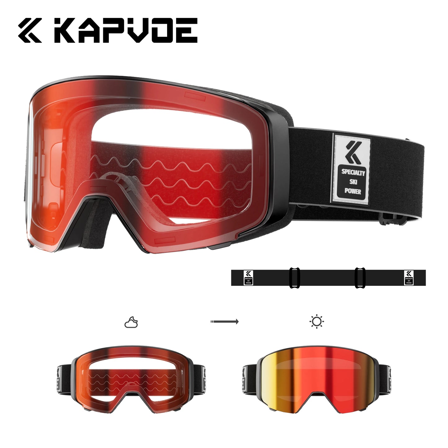 KAVOE Outdoor Photochromic Ski/Snowboard Goggles Anti-FOG