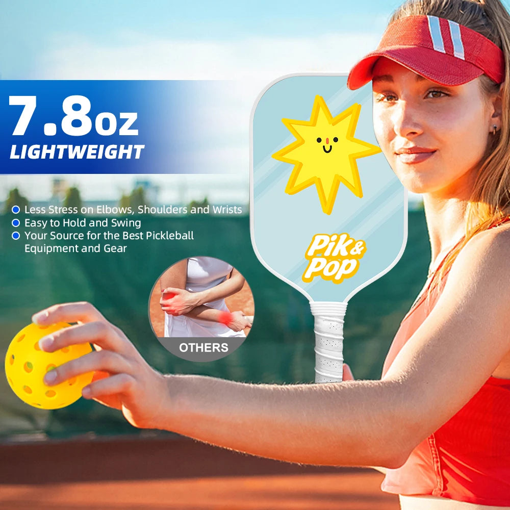 Portable Pickleball Set  2Honeycomb Paddles/4 Balls/ CarryBag