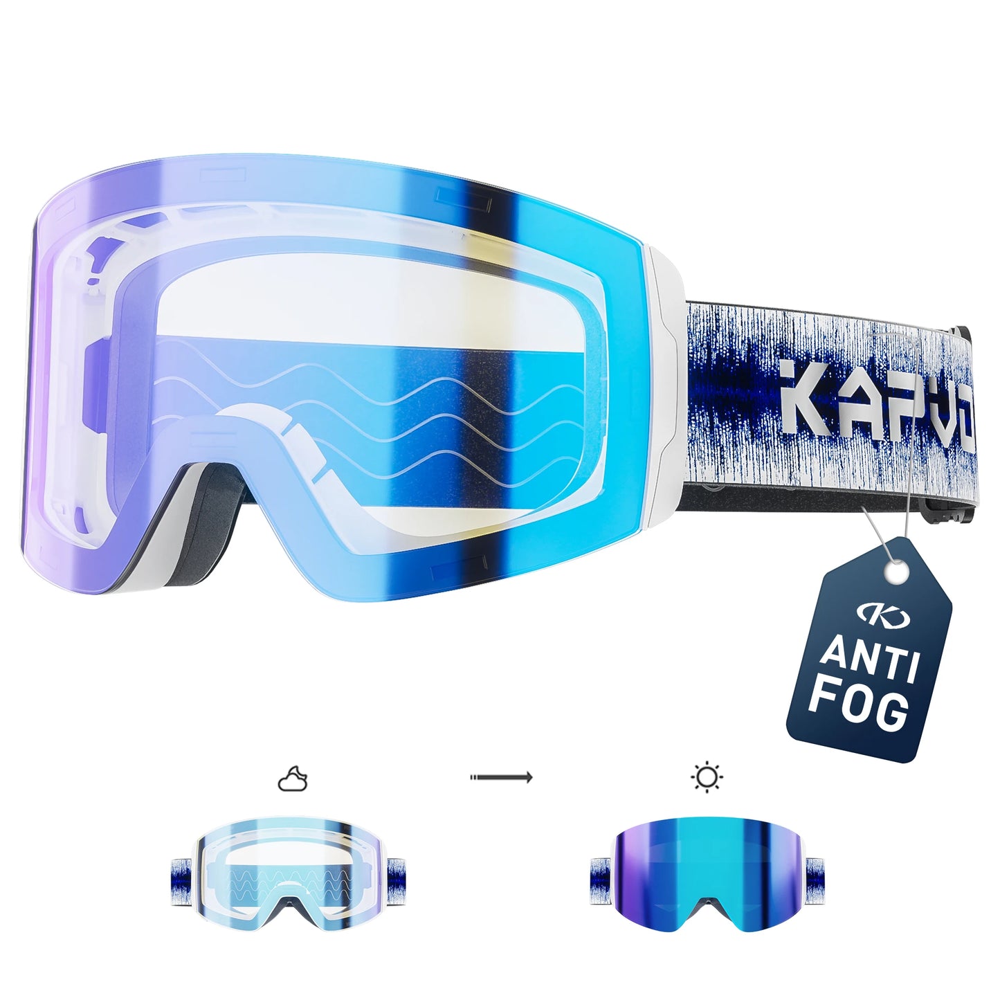 KAPVOE Photochromic Ski/Snowboard Goggles  Magnetic Lens Men/Women