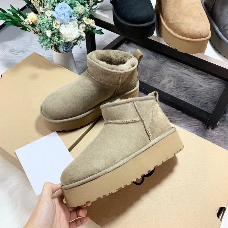Winter Women Snow Boots Super Real Sheepskin