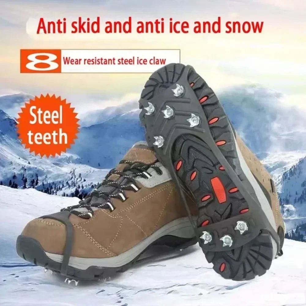 8-Teeth Ice Gripper Spike Shoes Winter Anti-slip