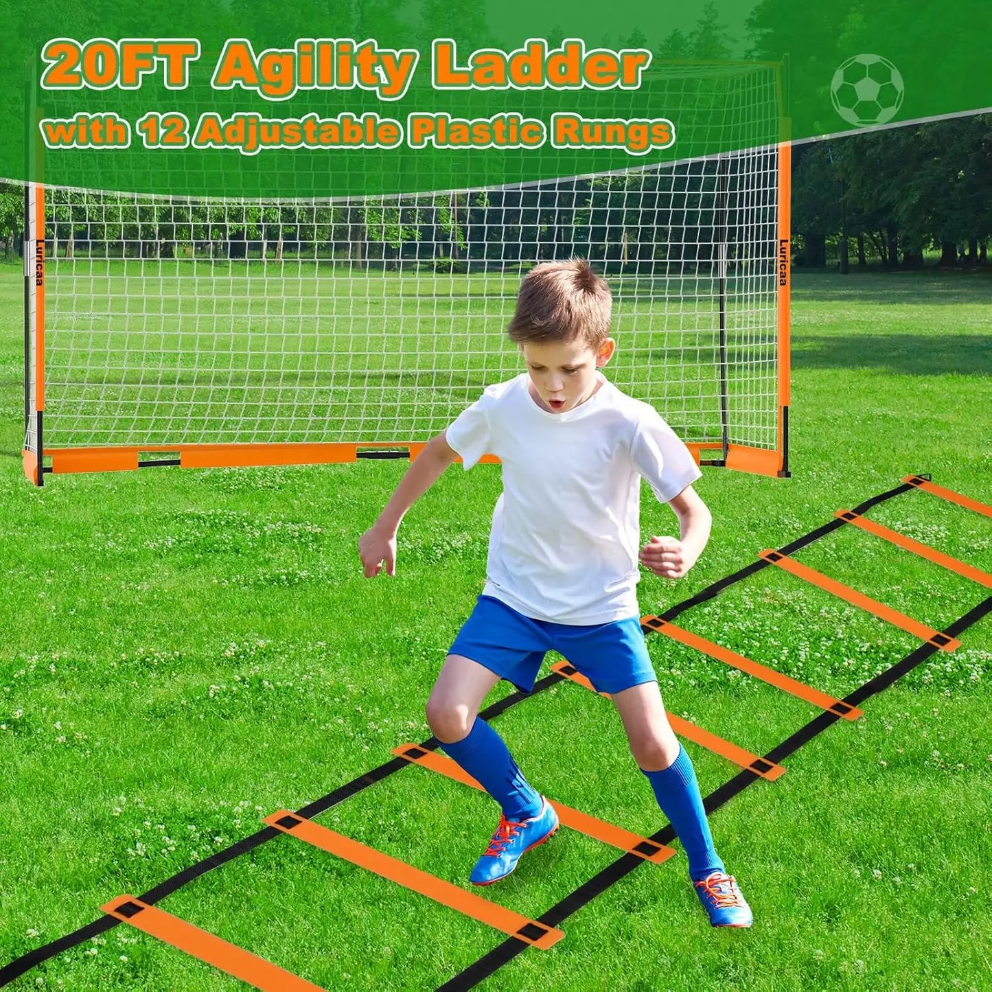 Collapsible Soccer Goal, 12×6 ft /6×4 ft Portable