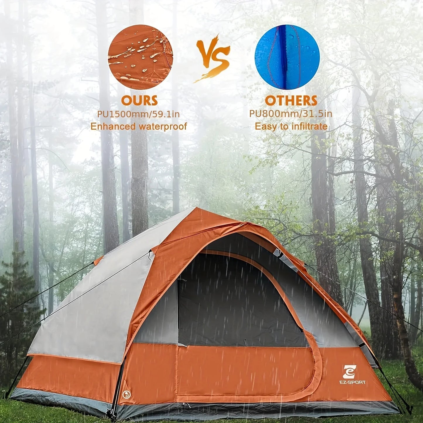 Pop Up Camping Tent 4/Person Easy Set-Up