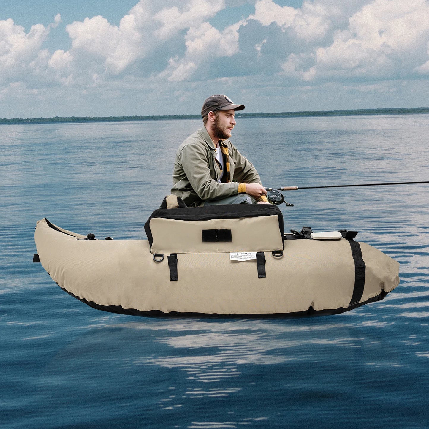 Outdoor Inflatable Fishing Boat Khaki, Fishing Raft 286