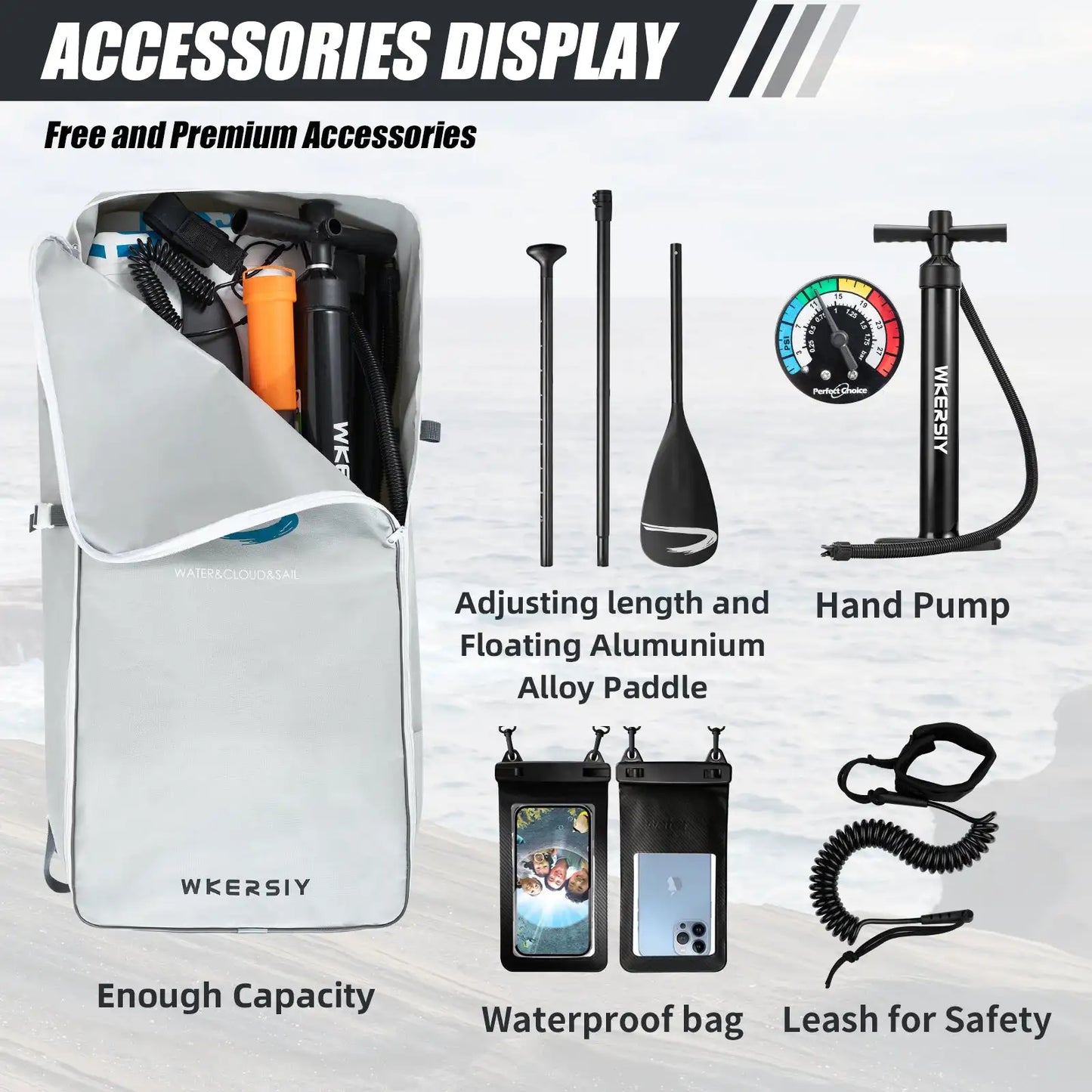 WKERSIY Surfboards Surfboard Paddle Board 12ft6in Green