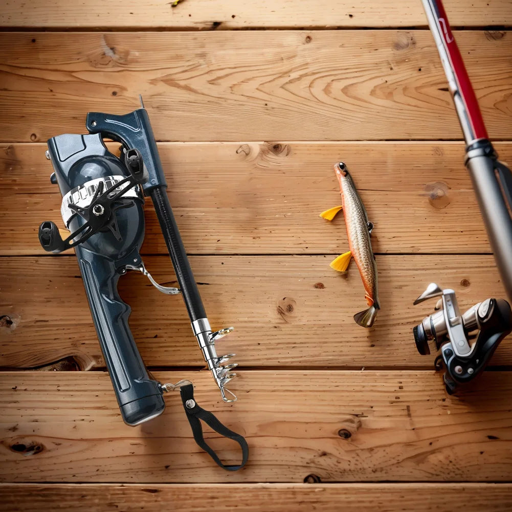 Folding Fishing Rod Telescopic Fishing Pole W/Reel
