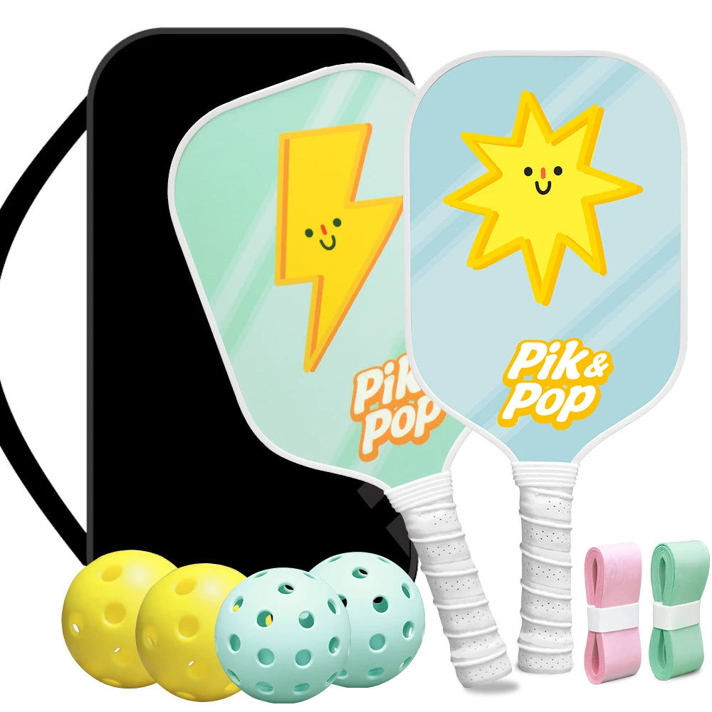 Portable Pickleball Set  2Honeycomb Paddles/4 Balls/ CarryBag