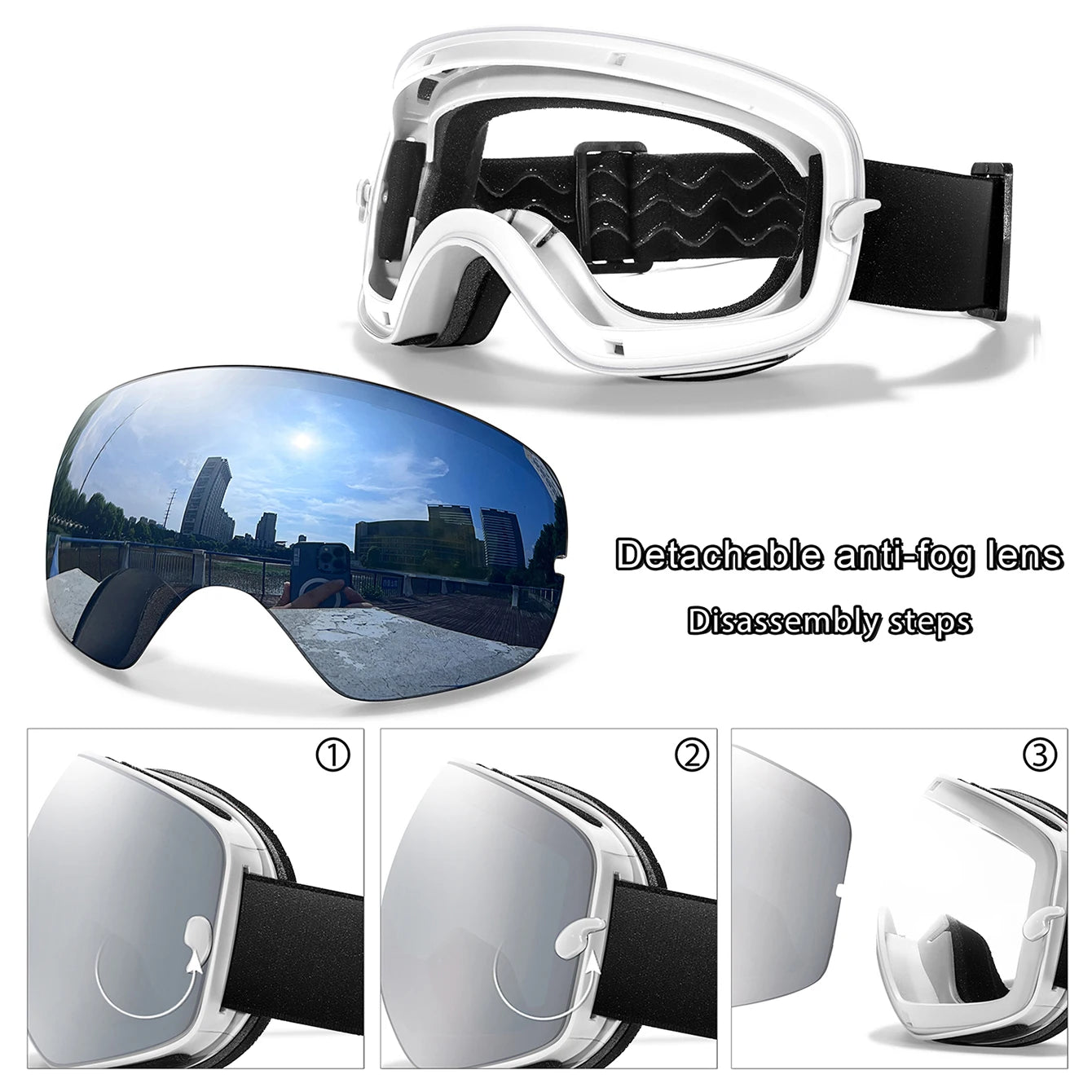 Anti-Fog SKI/Snowboard Goggles with Night Vison