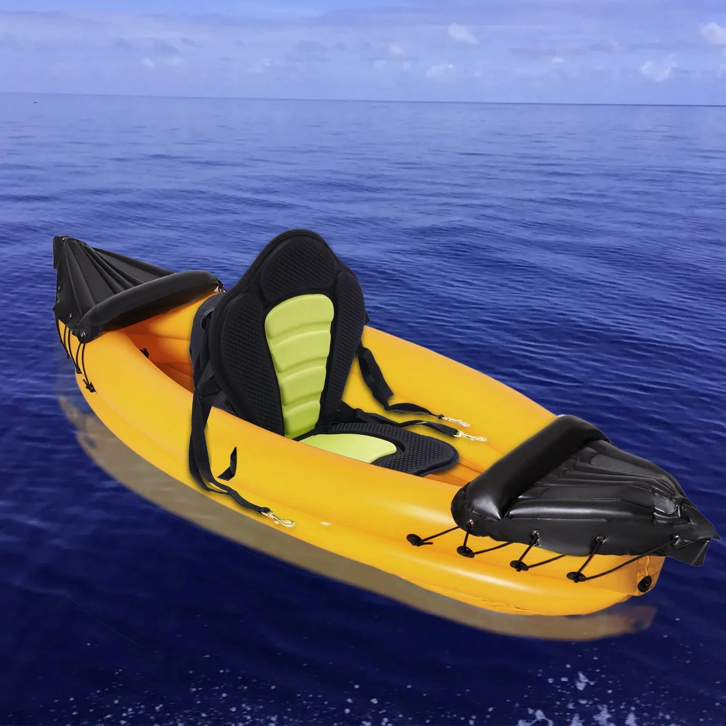 Ultra-Comfort Black Kayak Seat Cushion w/ Adjustable Backrest & Storage Pouch, Lightweight EVA Foam Pad for Kayaking Accessories