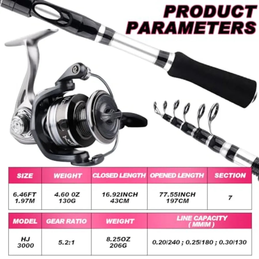 Telescopic Fishing Rods/Reels Combo Set  With Accessories