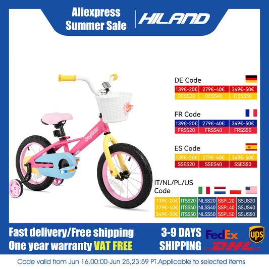 Kids Bike 12/14/16 Inch Bicycle   3-9 Years