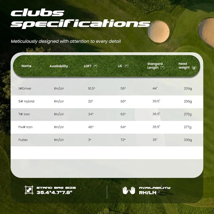 7 Pieces Golf Clubs  Right/Left Handed
