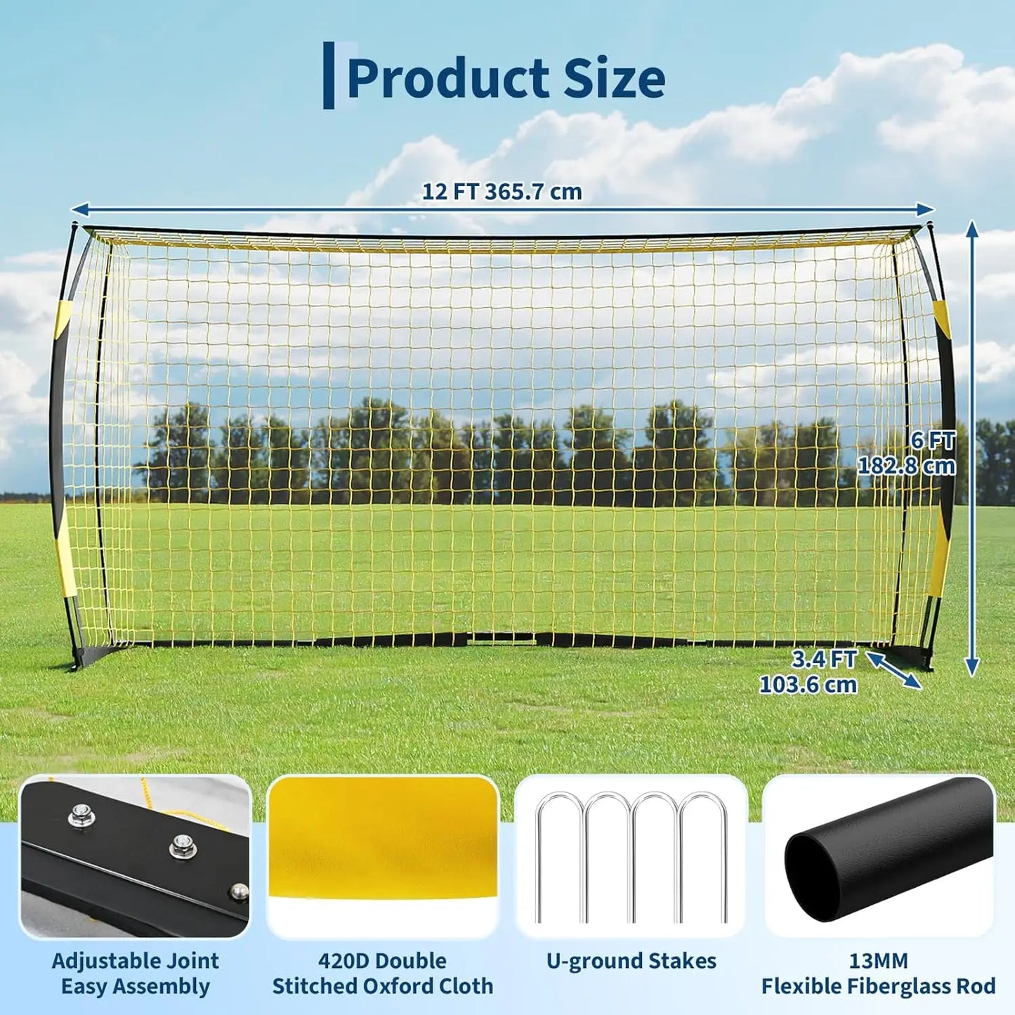 12x6 FT Soccer Goal Backyard, Portable Soccer Net
