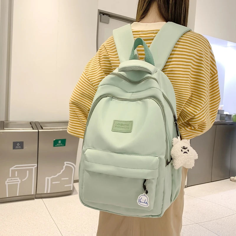 Large Capacity Solid Color Backpack for Students,
