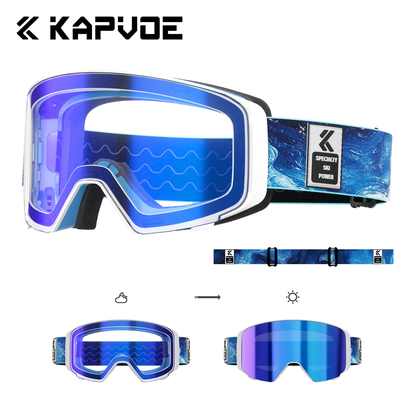 KAVOE Outdoor Photochromic Ski/Snowboard Goggles Anti-FOG
